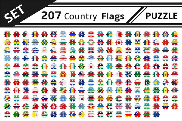 Set 207 land vlaggen puzzel — Stockvector