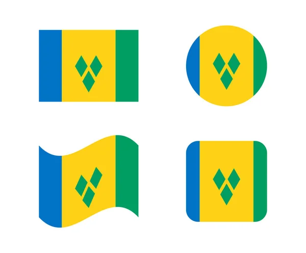 Ensemble 4 drapeaux de saint vicent — Image vectorielle