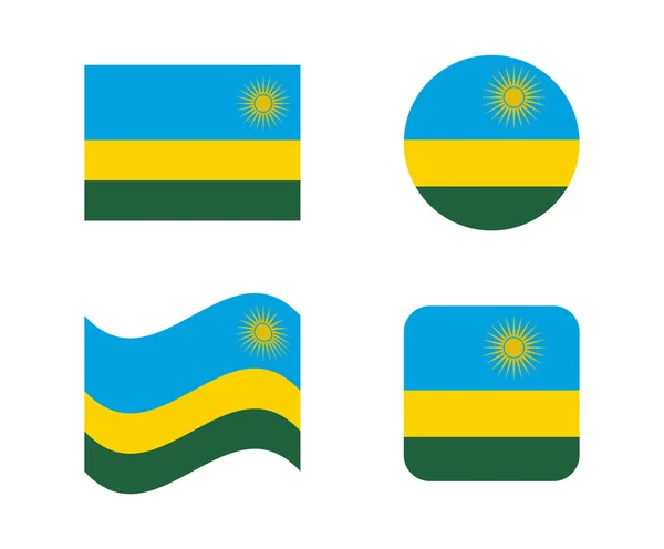 Set van 4 vlaggen van rwanda — Stockvector