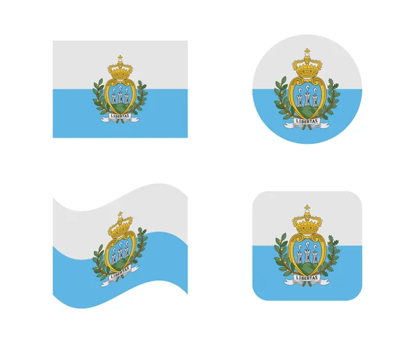 Set 4 banderas de san marino — Archivo Imágenes Vectoriales