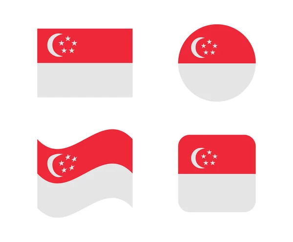 Set 4 banderas de Singapur — Vector de stock