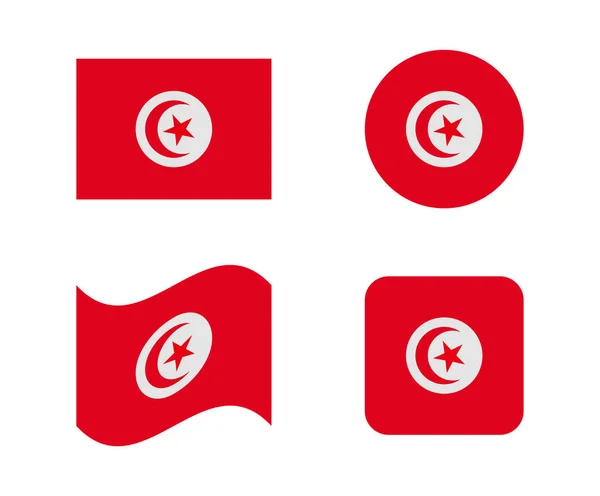 Conjunto 4 bandeiras de tunisia —  Vetores de Stock