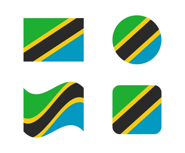 Set van 4 vlaggen van tanzania — Stockvector