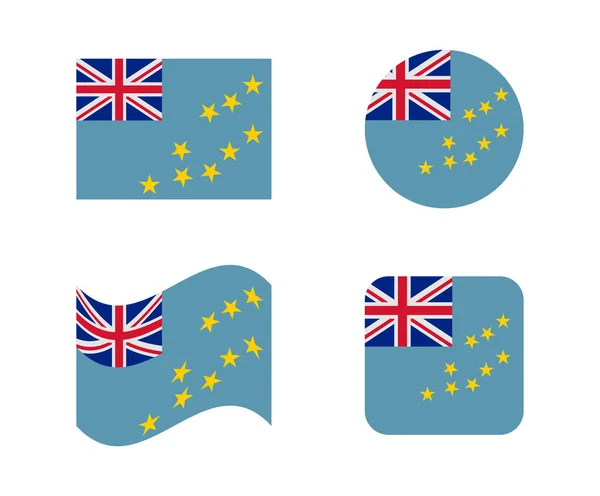 Set 4 banderas de tuvalu — Vector de stock