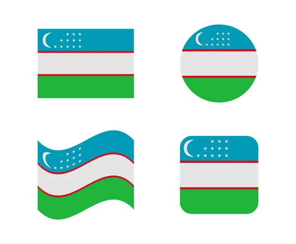 Zestaw 4 flagi Uzbekistanu — Wektor stockowy