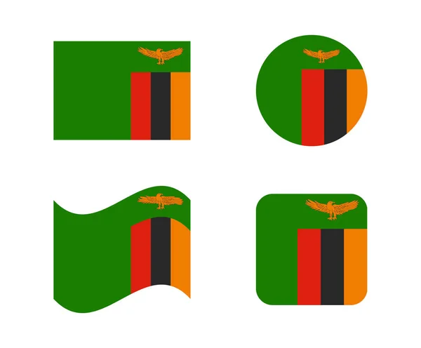 Zambiya 4 bayrakları ayarlayın — Stok Vektör