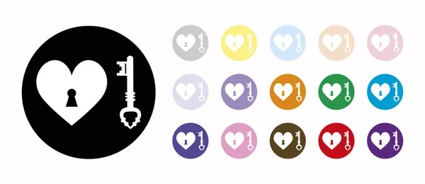 Key heart set icons — Stock Vector