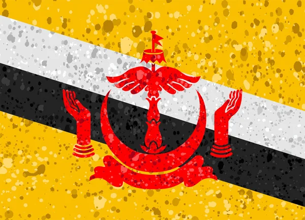 Brunei vlag grunge illustratie — Stockvector