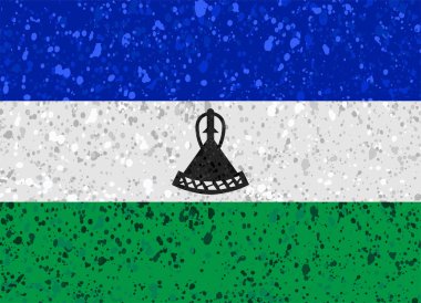 Lesoto bayrağı grunge illüstrasyon