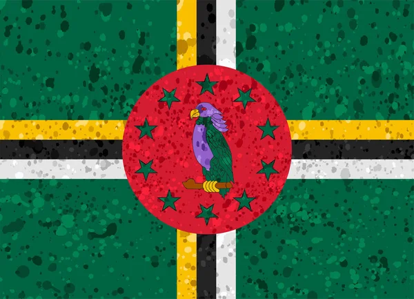 Dominica vlag grunge illustratie — Stockvector