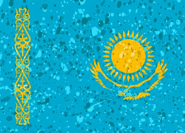 Kasachstan Flagge Grunge Illustration — Stockvektor