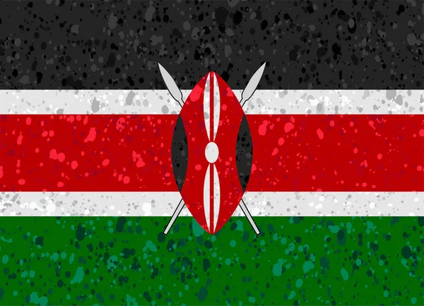 Ilustrasi bendera grunge kenya - Stok Vektor