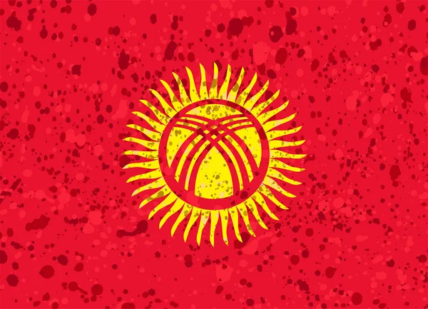 Drapeau du Kirghizistan illustration grunge — Image vectorielle