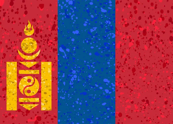 Mongoliet flagga grunge illustration — Stock vektor