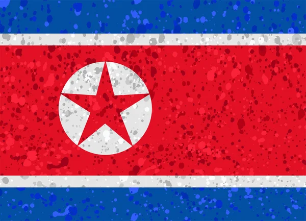 North korea flag grunge illustration — Stock Vector