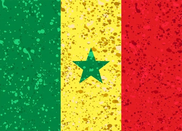 Σενεγάλη σημαία grunge εικονογράφηση — Διανυσματικό Αρχείο