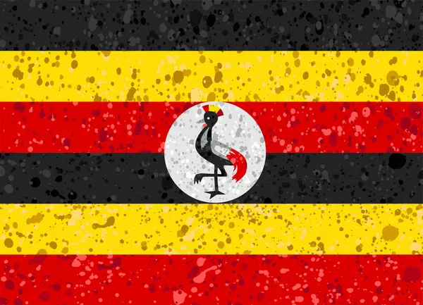 ウガンダ国旗グランジ イラスト — ストックベクタ