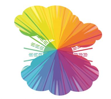 bulutlar ve güneş çok renkli soyut simgesi