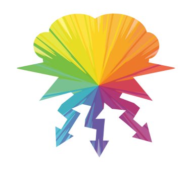 bulutlar ve ışınları çok renkli soyut simgesi