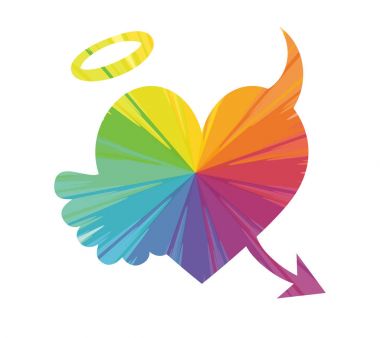 karanlık kalp çok renkli soyut simgesi