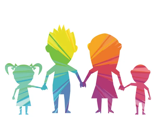 Poupées heureuse famille multicolore icône abstraite — Image vectorielle