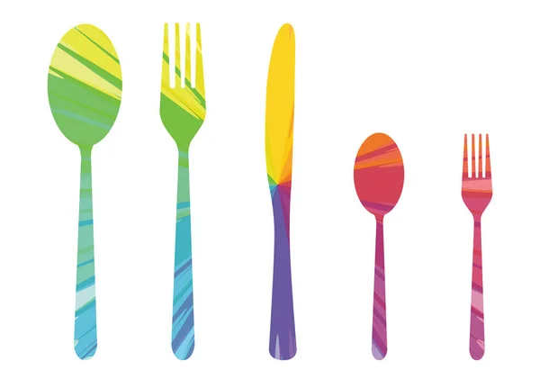 Five cutlery multicolored abstract icon — Stock Vector