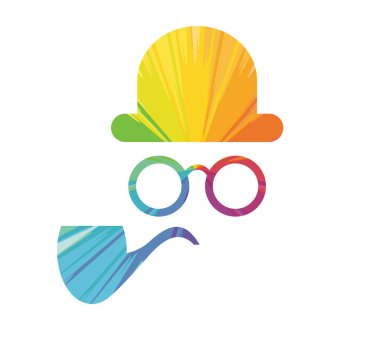 siluet dedektif çok renkli soyut simgesi