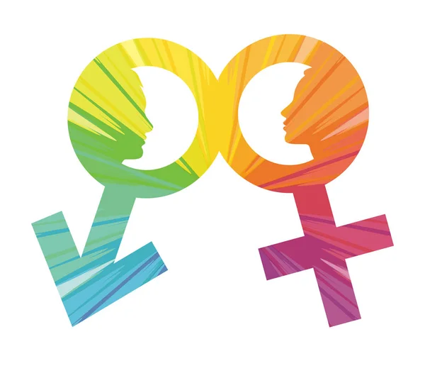 Man och kvinna flerfärgad abstrakt profilikonen — Stock vektor
