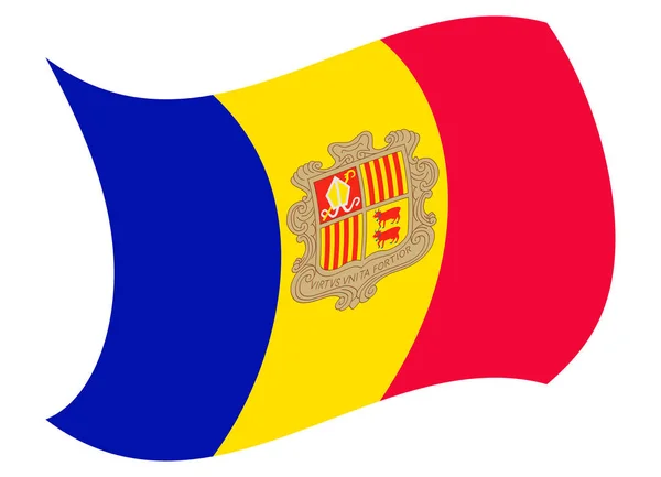 Прапор Андорри, переміщений вітром — стоковий вектор