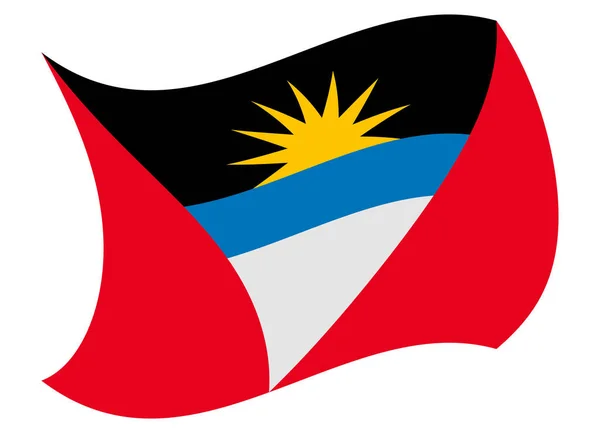 Vlag van Antigua bewogen door de wind — Stockvector