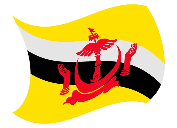 Flaga Brunei przenoszone przez wiatr — Wektor stockowy