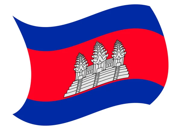 Cambogia bandiera mossa dal vento — Vettoriale Stock