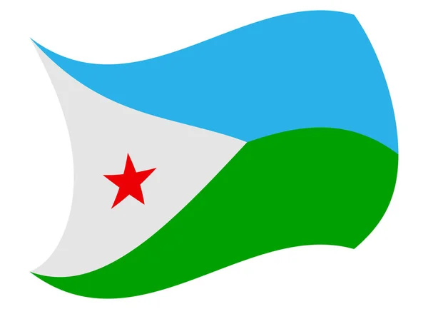 Флаг Джибути сдвинут ветром — стоковый вектор