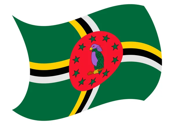 Dominica bandera movida por el viento — Archivo Imágenes Vectoriales