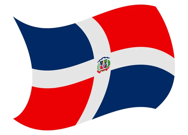 Vlajka Dominikánské rep dojat vítr — Stockový vektor