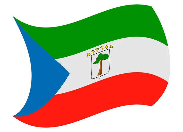Bandeira da Guiné equatorial movida pelo vento —  Vetores de Stock