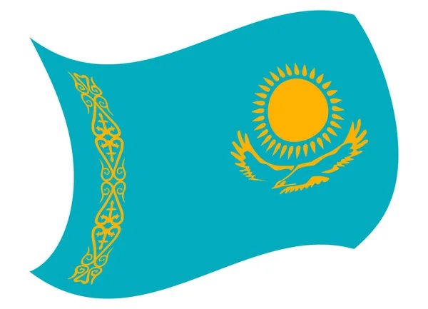 Kazakhstan flag moved by the wind — Stock Vector