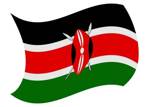 Drapeau kenya déplacé par le vent — Image vectorielle