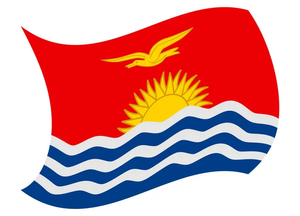 Bandeira kiribati movida pelo vento — Vetor de Stock