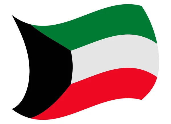 Kuwait bandera movida por el viento — Vector de stock