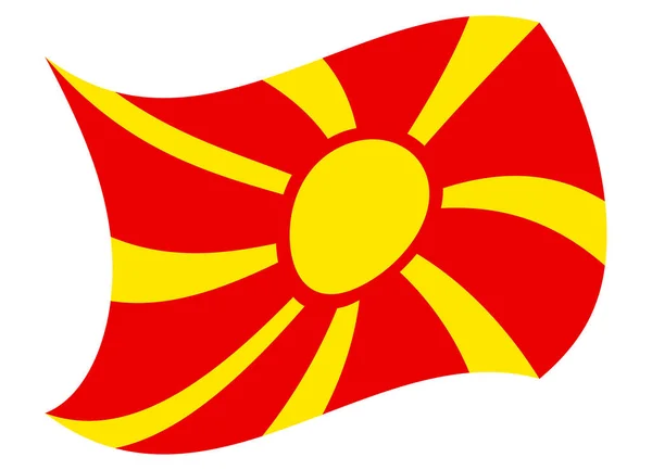 Vlag van Macedonië bewogen door de wind — Stockvector