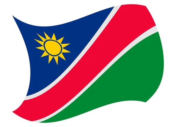 Drapeau namibien déplacé par le vent — Image vectorielle