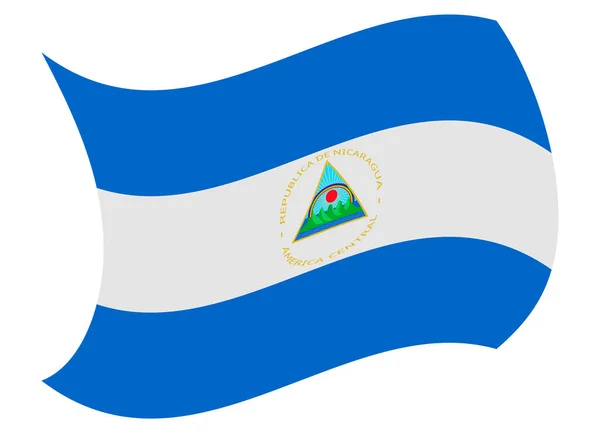 Bandeira nicarágua movida pelo vento — Vetor de Stock