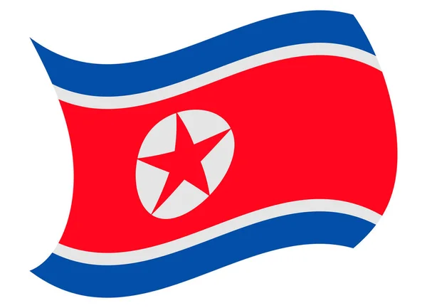 Bandiera della Corea del Nord mossa dal vento — Vettoriale Stock