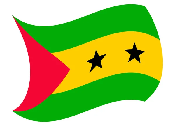 Bandeira de São Tomé movida pelo vento — Vetor de Stock