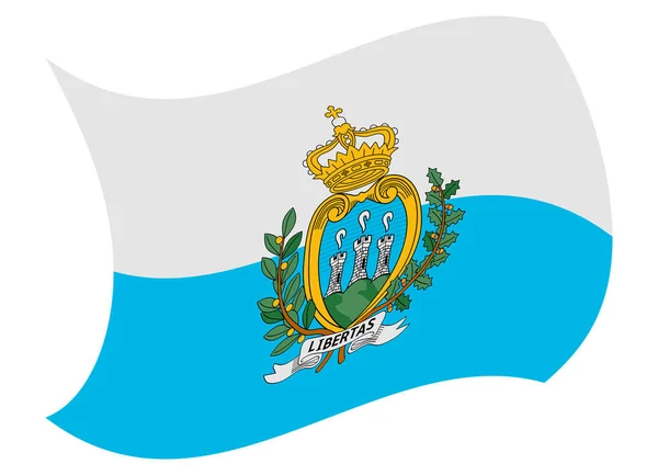 Bandeira de São Marinho movida pelo vento — Vetor de Stock