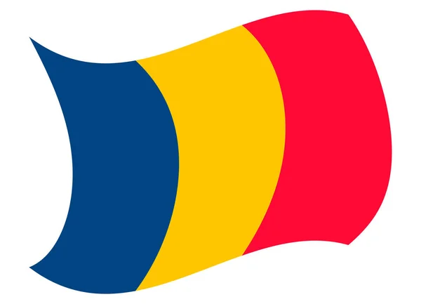 Bandeira romania movida pelo vento —  Vetores de Stock