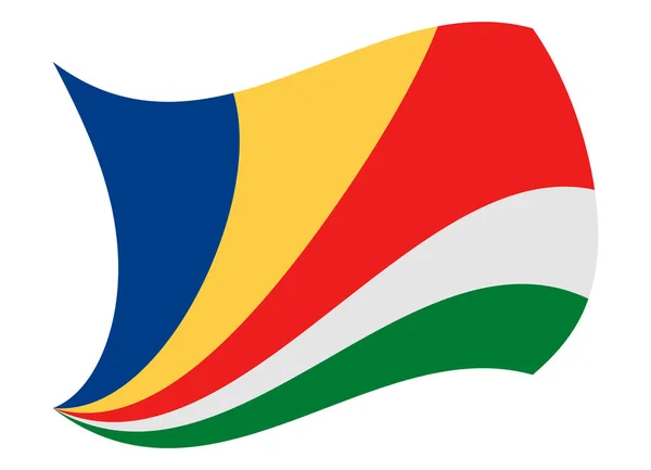 塞舌尔群岛旗帜感动风 — 图库矢量图片