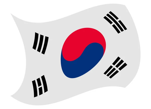 South korea flag moved by the wind — Stock Vector