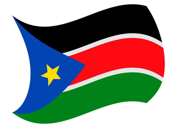 Zuid-Soedan vlag bewogen door de wind — Stockvector